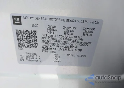 2021 Chevrolet Equinox Fwd Ls from USA, damaged, VIN 3GNAXHEV3MS113109